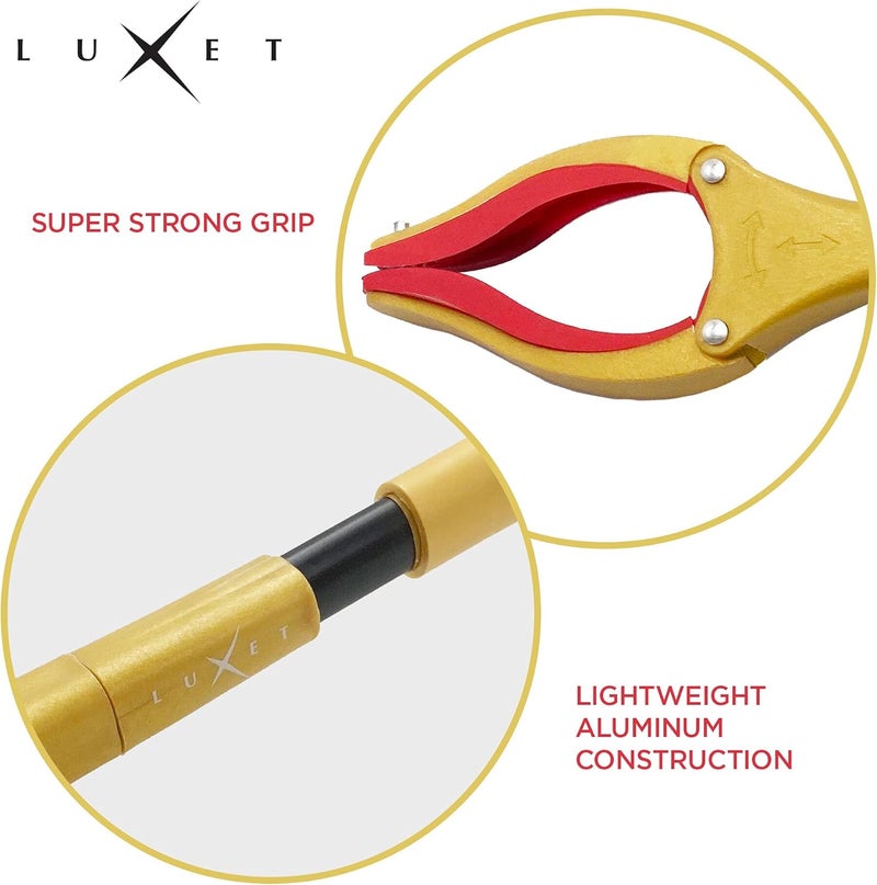 Luxet Grabber Reacher Tool - Latest Version 19 Inch Gold&Black, Foldable Pick Up Stick - Strong Grip Magnetic Tip - Heavy Duty Trash Picker Claw Reacher Grabber Tool Elderly Wheelchair Mobility Aid - Image 5