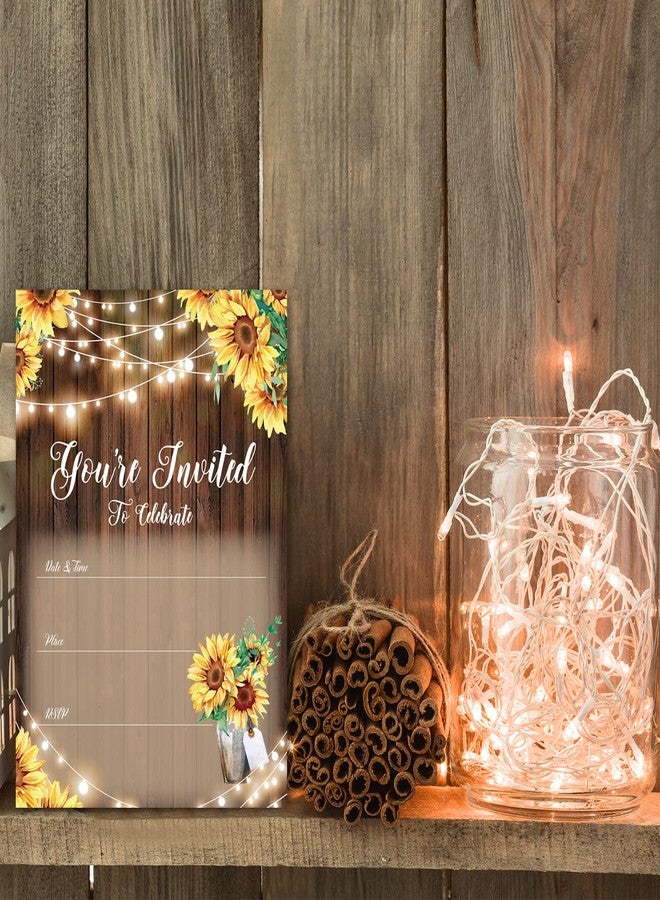 AnyDesign Rustic Sunflower Fill-in Party Invitations, 25 Sets with 25 Envelopes, Suitable for Birthday, Baby Shower, Wedding, Bridal Shower, Rehearsal Dinner, Anniversary, etc. - Image 5