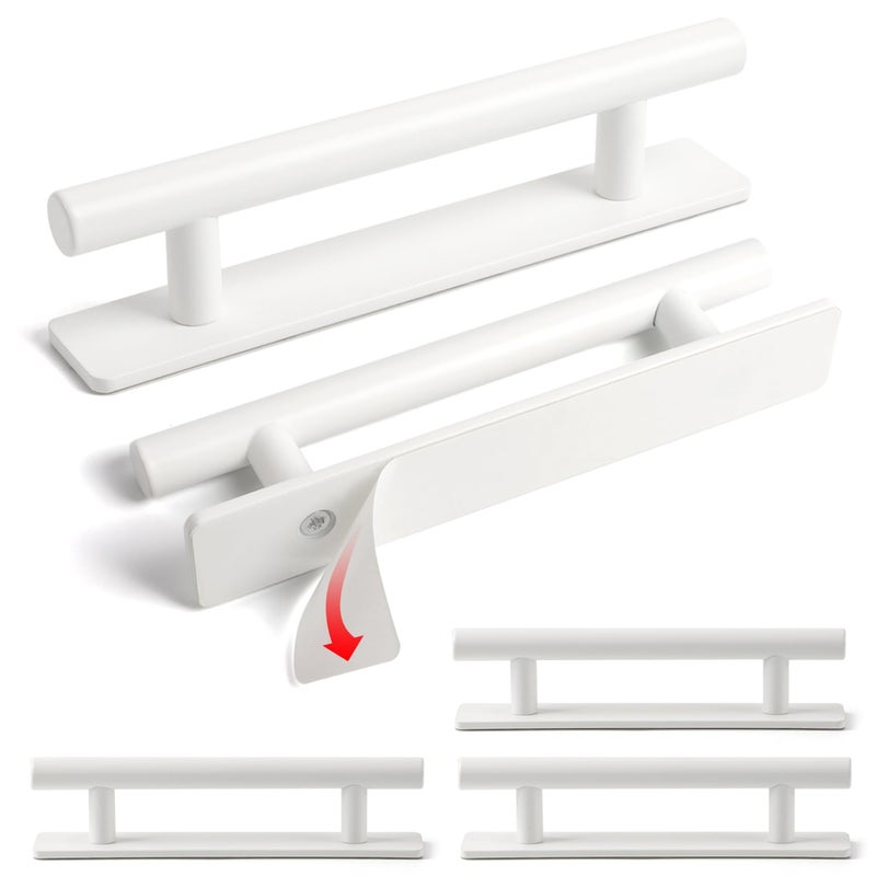 BaiNong 5 Pack Stick on Door Handles 534 inch White Adhesive Cabinet pulls Drawer pulls Sticky Handle for Sliding Glass Shower Door - Image 2