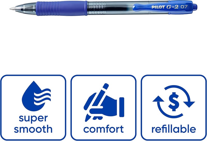 Pilot G-2 07 Retractable Gel Pen - Blue Ink, 0.7mm Tip - Image 2