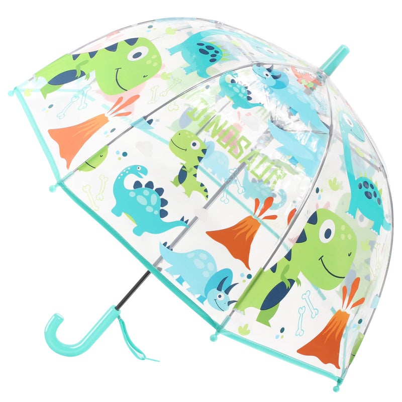 CYBYQ-Family Kids Clear Umbrellas for Rain,Safety Transparent Dome Bubble Umbrella Windproof for Toddler Boys Girls (Dinosaur) - Image 1