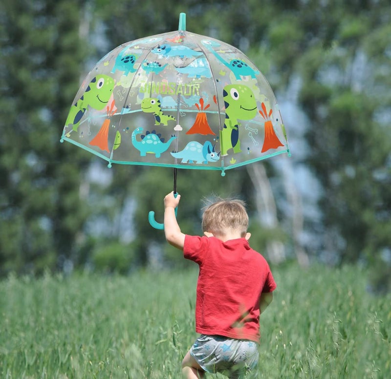CYBYQ-Family Kids Clear Umbrellas for Rain,Safety Transparent Dome Bubble Umbrella Windproof for Toddler Boys Girls (Dinosaur) - Image 2