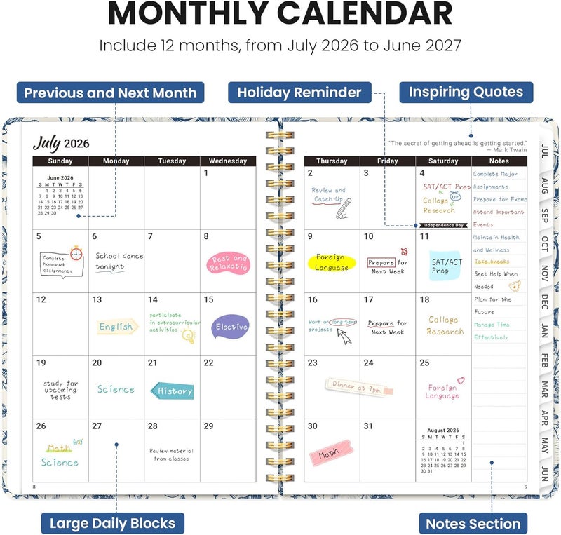 ZOTIA Planner 2026-2027, Monthly and Weekly Academic Planner July 2026 - June 2027, Hardcover Student Teacher Planning Agenda Calendar Book with Tabs, Perfect for Office School Supplies, A4 (8.5" x 11 - Image 2