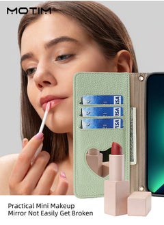 Motim iPhone 15 Case with Lanyard Strap and Card Holder, Protective Crossbody Wallet Leather Handbag Purse Protective Case with Kickstand, Make Up Mirror Cover Phone Case  - Image 4