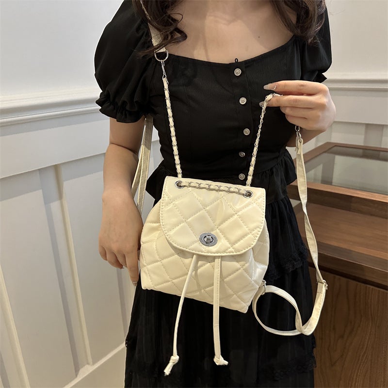 Korean Style Casual Rhombic Chain 2024 Large Capacity Arrival Western Style Single Shoulder Crossbody Backpack - Image 3