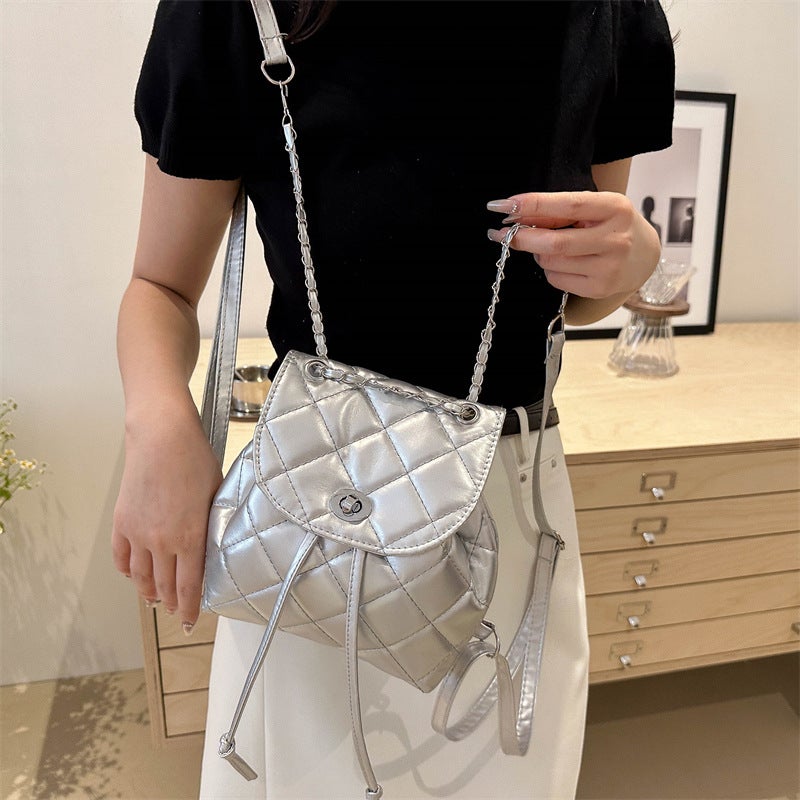 Korean Style Casual Rhombic Chain 2024 Large Capacity Arrival Western Style Single Shoulder Crossbody Backpack - Image 4