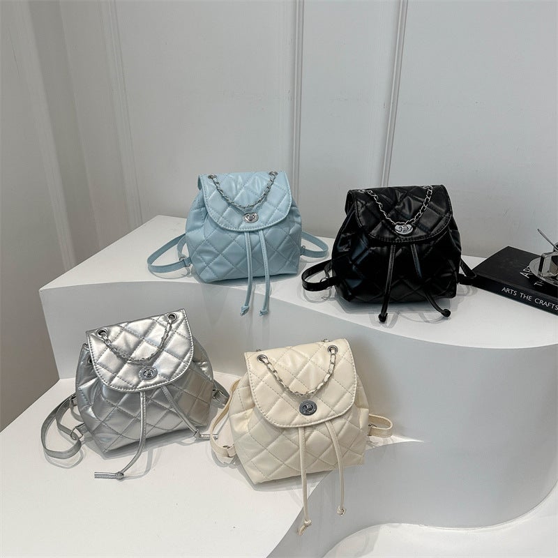 Korean Style Casual Rhombic Chain 2024 Large Capacity Arrival Western Style Single Shoulder Crossbody Backpack - Image 5