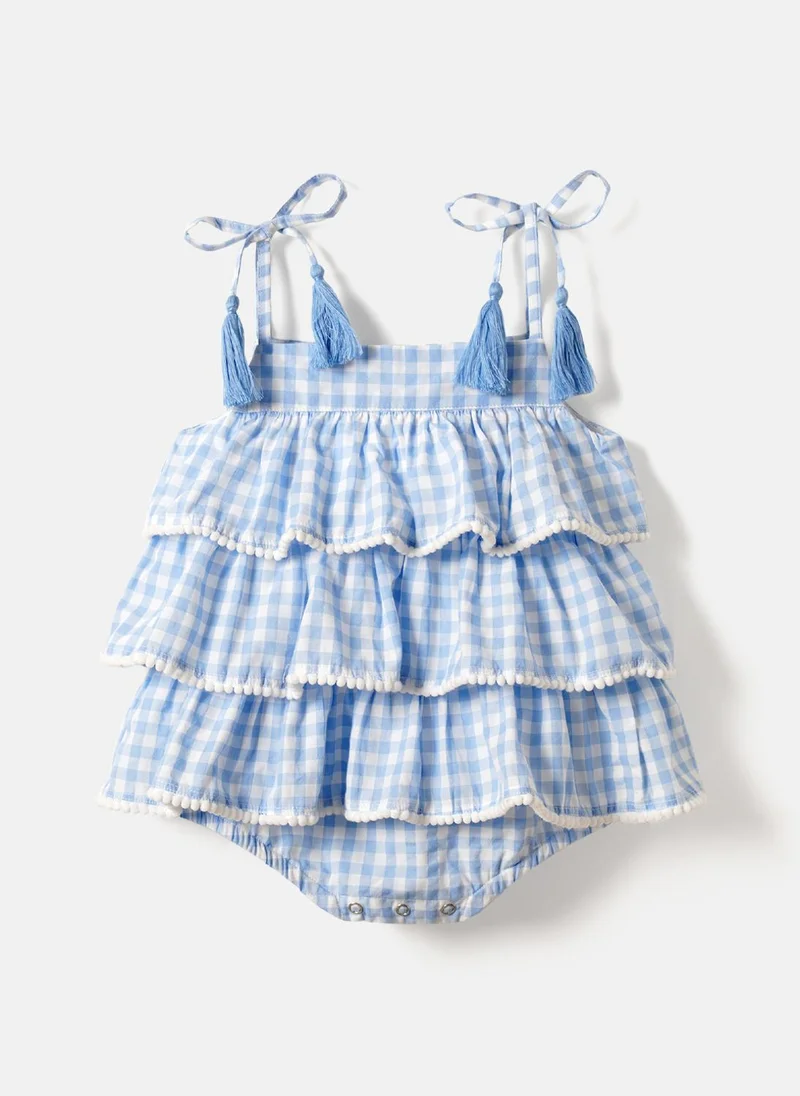 نوتيناتي Nautinati 100% Premium Cotton Checked Romper for Girls