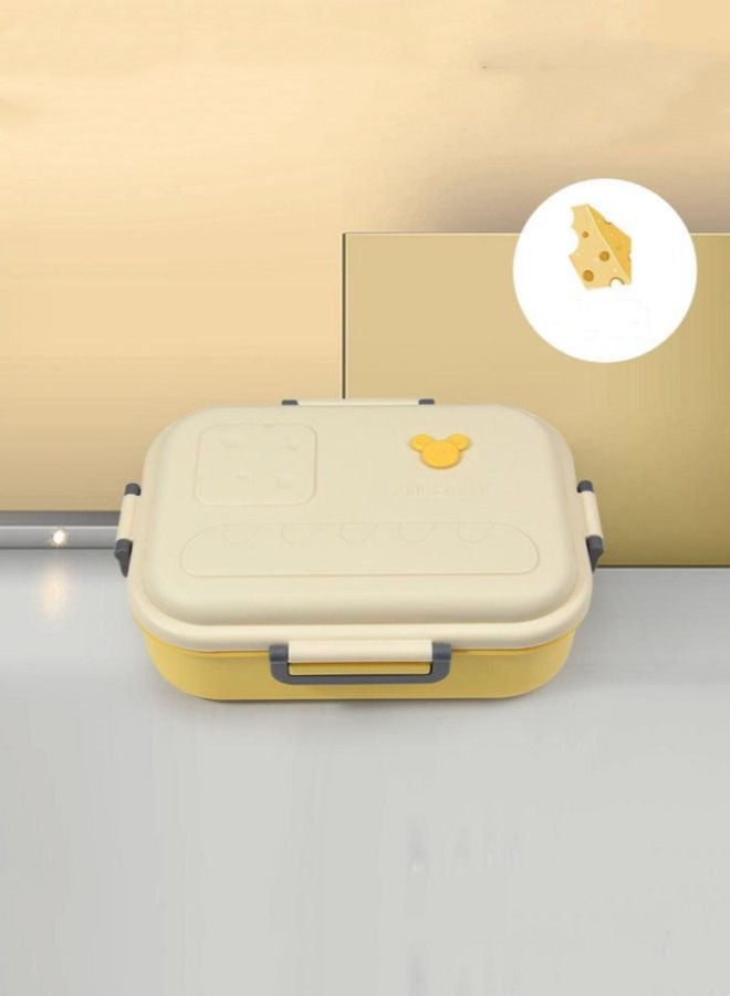 XiuWoo Lunch Box Sealed Plastic Box Salad Bento Box - Beige Yellow  - Image 1