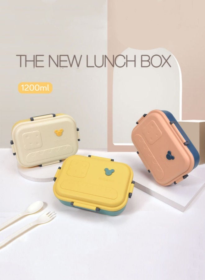 XiuWoo Lunch Box Sealed Plastic Box Salad Bento Box - Beige Yellow  - Image 3
