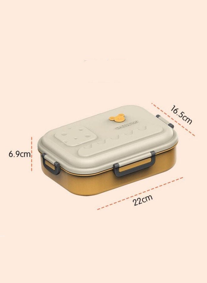 XiuWoo Lunch Box Sealed Plastic Box Salad Bento Box - Beige Yellow  - Image 2