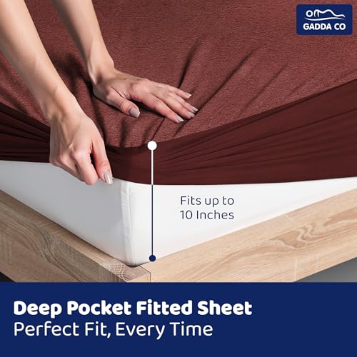 GADDA CO 100% Waterproof Premium Mattress Protector for Double Bed King Size 78x72 Inches / 6.5x6 ft| Cotton Feel Mattresses Cover |360° Elastic Fitted | Fits Upto 10 Inch| Bed Protector Cover| Coffee - Image 5