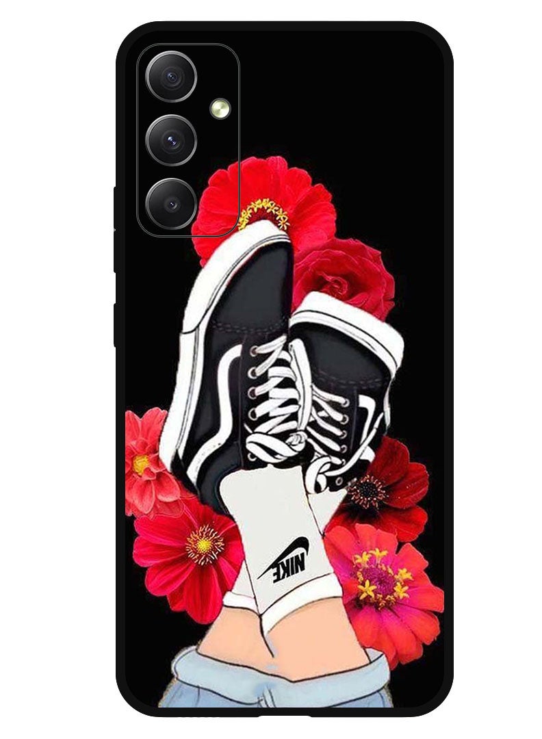 Theodor Protective Case Anti Scratch Shock Proof Bumper Cover For Samsung Galaxy A24 4G Feet & Red Flower - Image 1