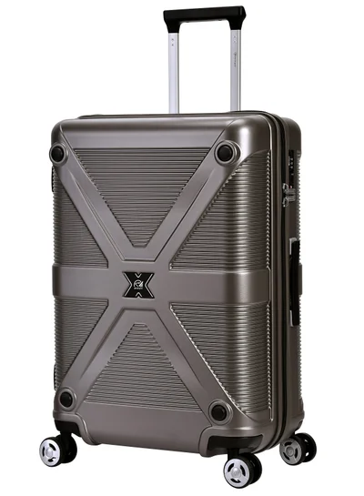 eminent Hard Case Travel Bag Large Luggage Trolley Polycarbonate Lightweight Suitcase 4 Quiet Double Spinner Wheels With Tsa Lock KJ97 Gold Grey
