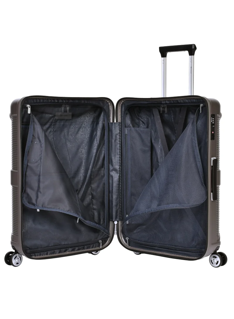 eminent Hard Case Travel Bag Large Luggage Trolley Polycarbonate Lightweight Suitcase 4 Quiet Double Spinner Wheels With Tsa Lock KJ97 Gold Grey