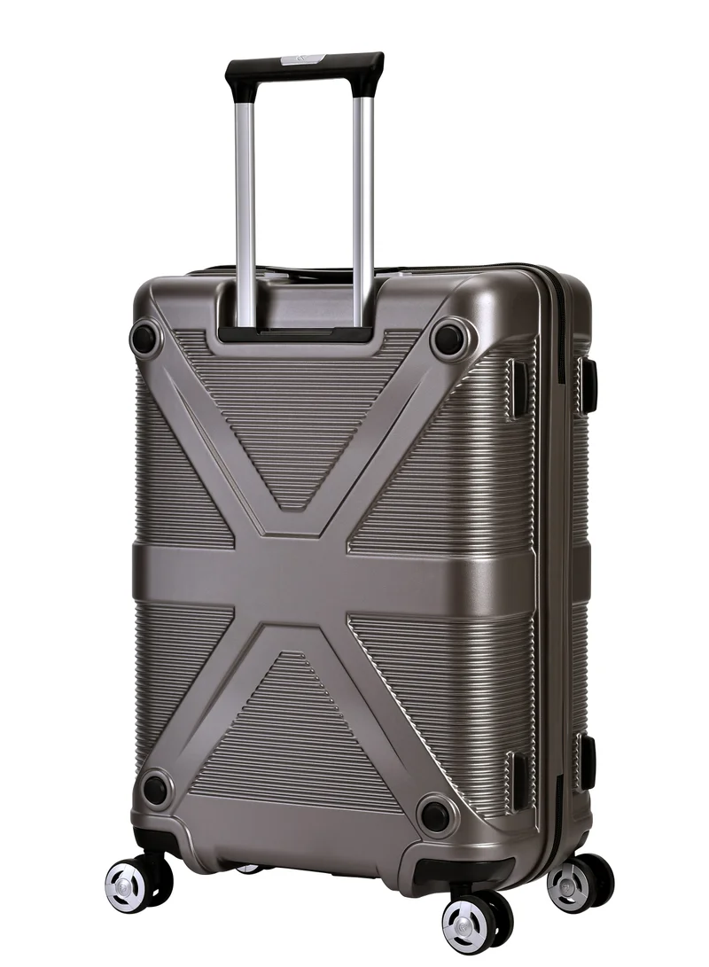 eminent Hard Case Travel Bag Large Luggage Trolley Polycarbonate Lightweight Suitcase 4 Quiet Double Spinner Wheels With Tsa Lock KJ97 Gold Grey