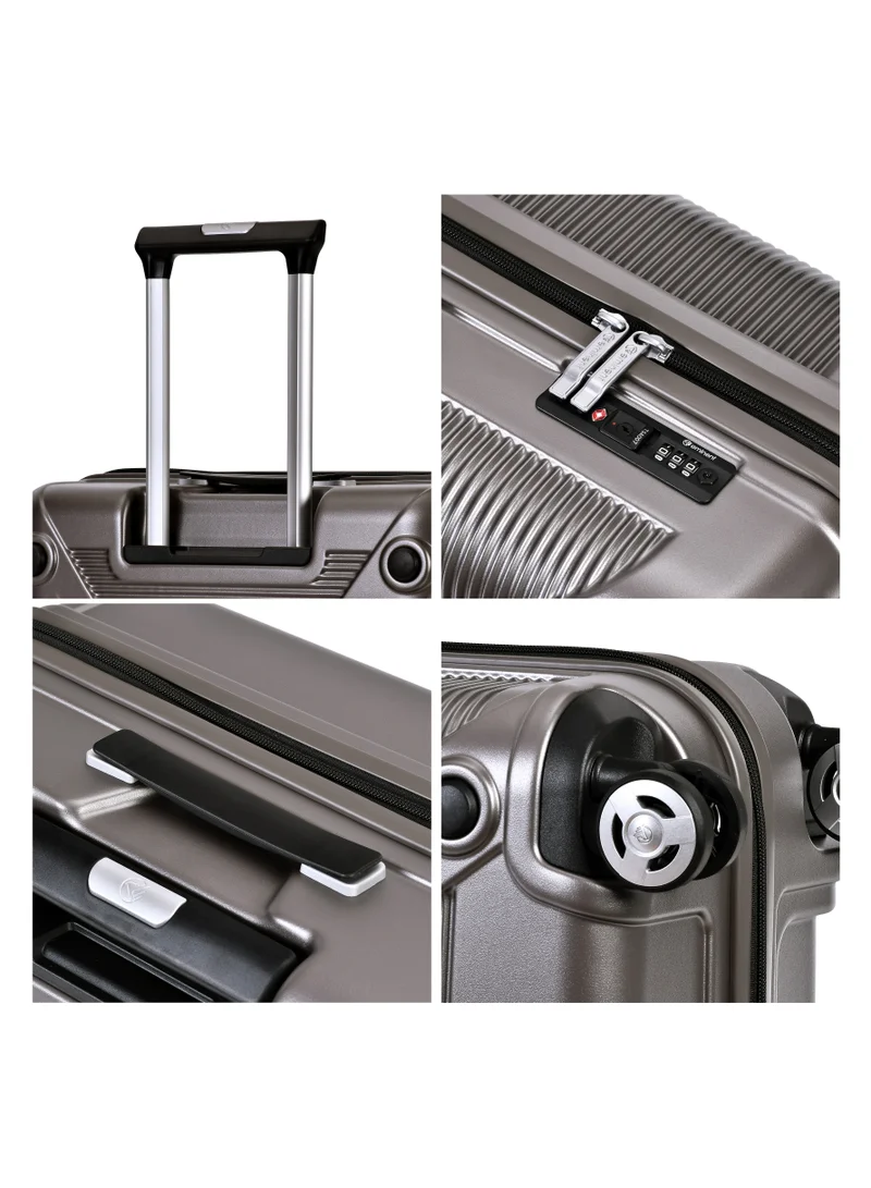 eminent Hard Case Travel Bag Large Luggage Trolley Polycarbonate Lightweight Suitcase 4 Quiet Double Spinner Wheels With Tsa Lock KJ97 Gold Grey