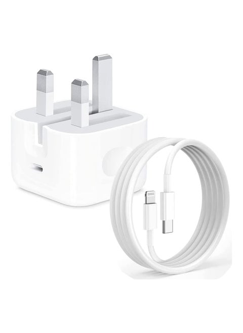 iPhone 20W Fast Charger | USB C Wall Fast Charger with 1m USB C to Lightning Cable Compatible with iPhone 14/14 Pro/14 Pro Max/13/12/SE2020/11/XR/XS Max/X/iPad