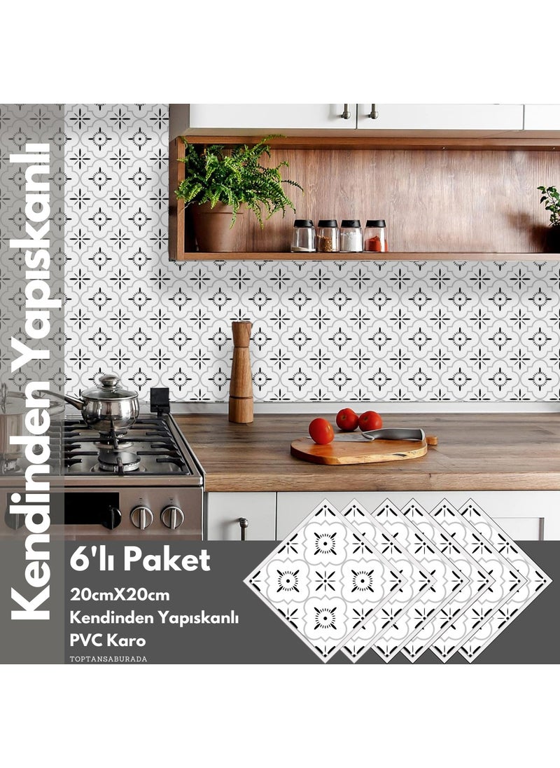 Technosmart 6PCS 20CM×20CM Self Adhesive Wall Covering Kitchen Bathroom PVC Sticker Decoration  - Image 1
