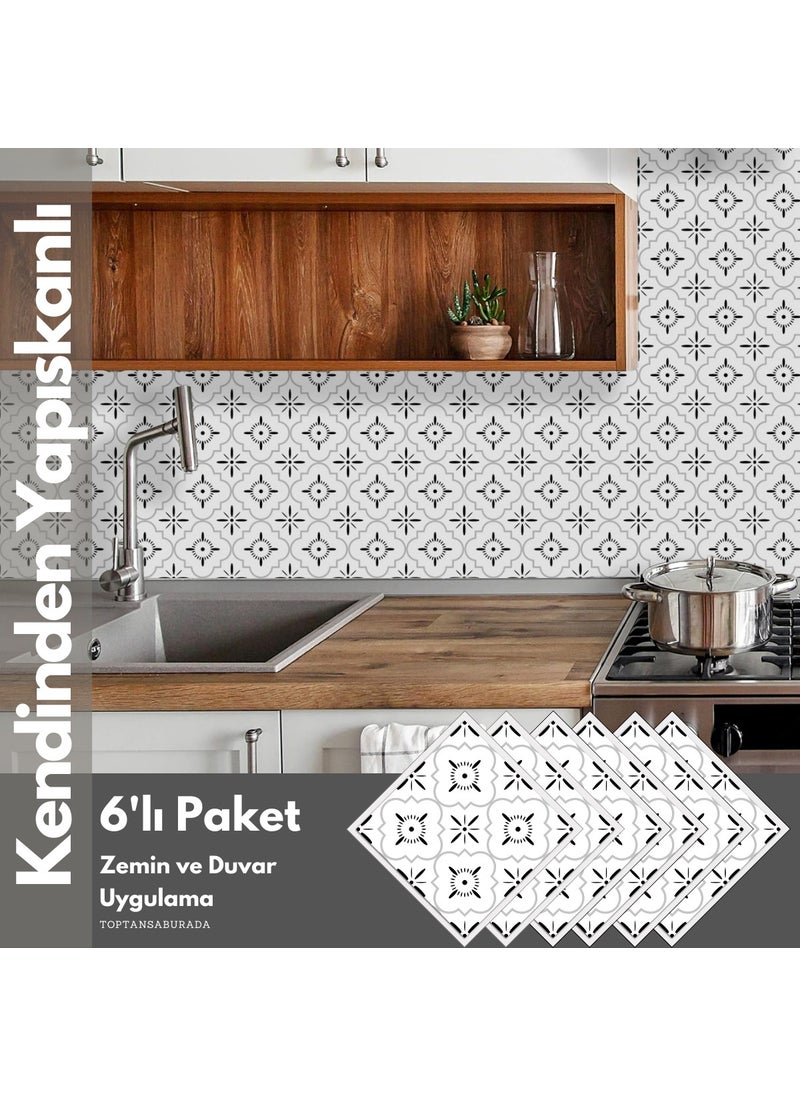 Technosmart 6PCS 20CM×20CM Self Adhesive Wall Covering Kitchen Bathroom PVC Sticker Decoration  - Image 4