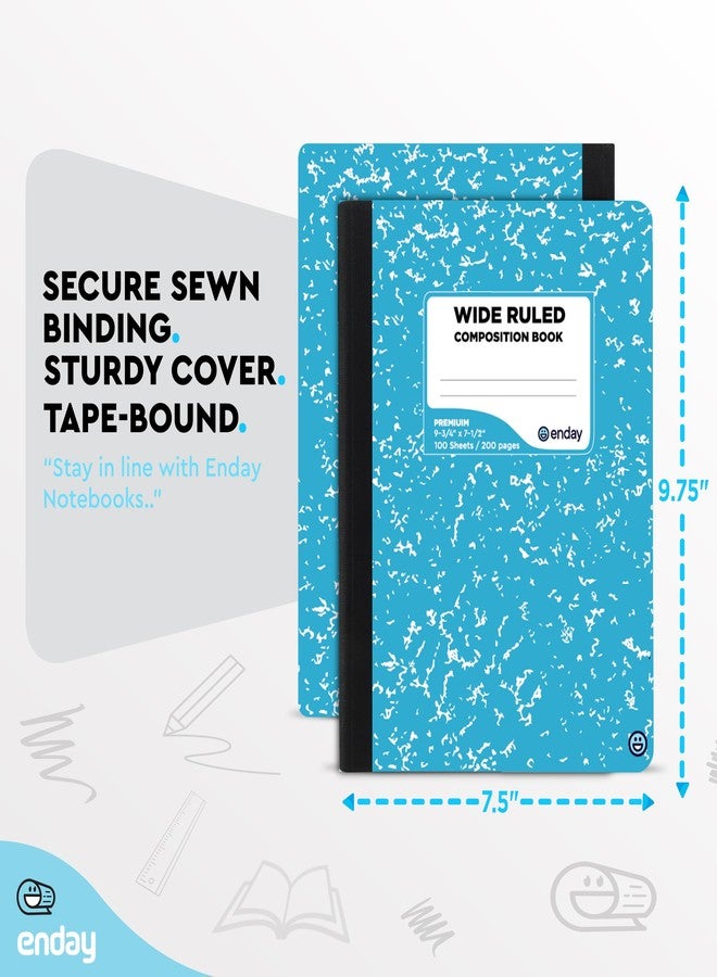 Enday Composition Notebooks Wide Ruled Paper, Colored Marble Composition Notebook Covers, 100 Sheets (200 pages) Composition Books, Marble Notebooks Wide Ruled For School, Blue And Purple, 2 Pack - Image 4