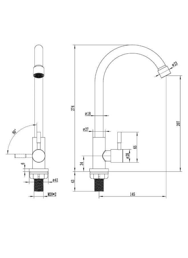 DANUBE HOME Danube Home Milano Denz Plus Sink Tap Brown Nickel | Brass Body Sink Mixer | Kitchen Sink Faucet Tap Mixer For Lavatory Kitchen Sinks - Brushed Nickel  - Image 2