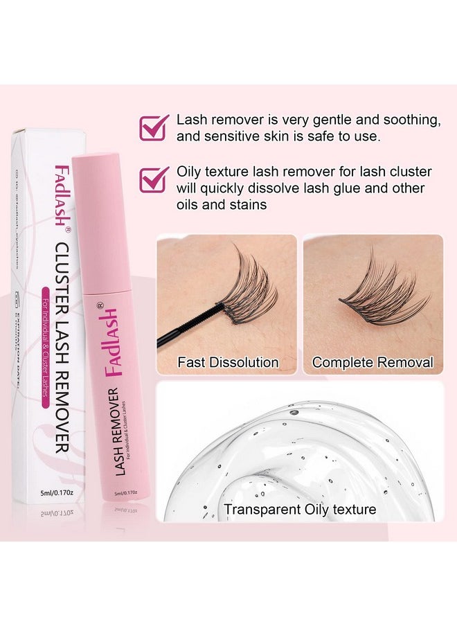 FADLASH - Cluster Lash Glue Remover 5 Ml Lash Remover For Cluster Individual Lashes Soothing Non Irritating Oil Lash Glue Remover Mascara Wand Diy Eyelash Extension Remover Self Use At Home - Image 1