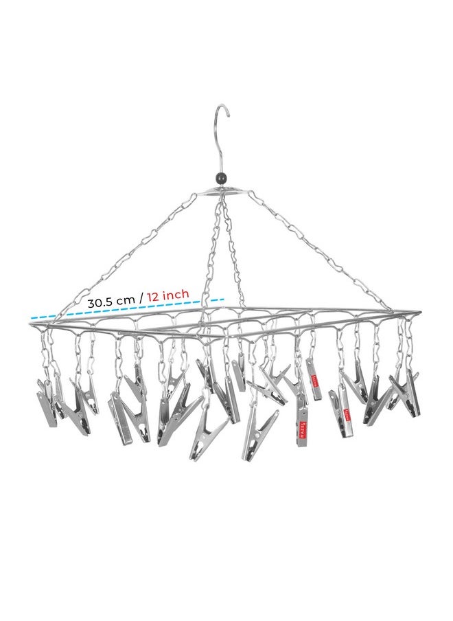 Hazel HAZEL Cloth Hanger with 23 Clips and Stainless Steel Clip, 30 X 30 Centimeters  - Image 4