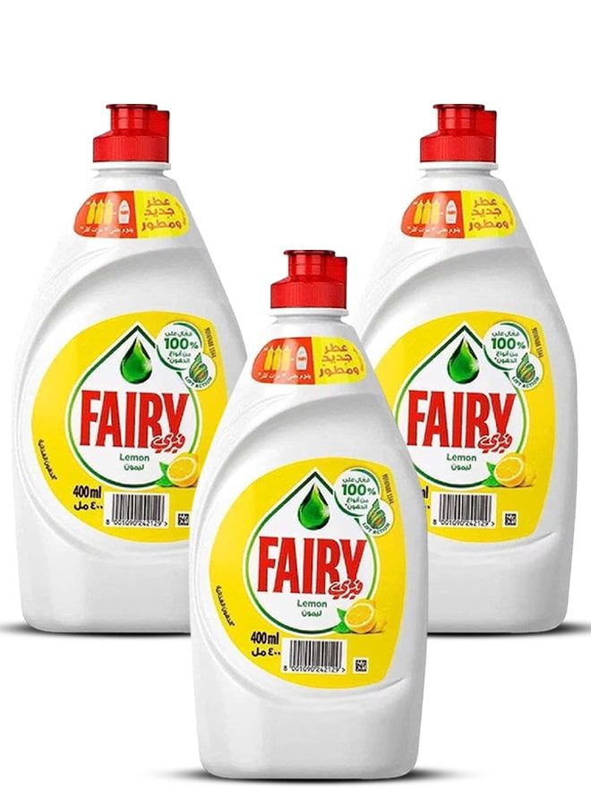Fairy Lemon Dishwashing Liquid with Bleach Alternative Powe 3x400ml