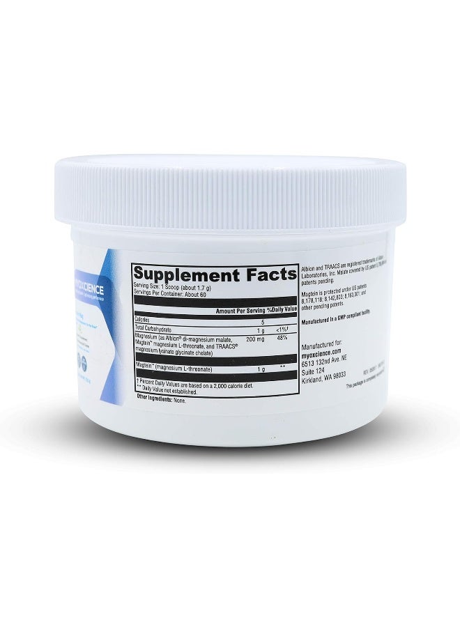 MYOXCIENCE Brain Mag Magnesium L-threonate Magtein & Magnesium glycinate Powder (Unflavored) - Image 2
