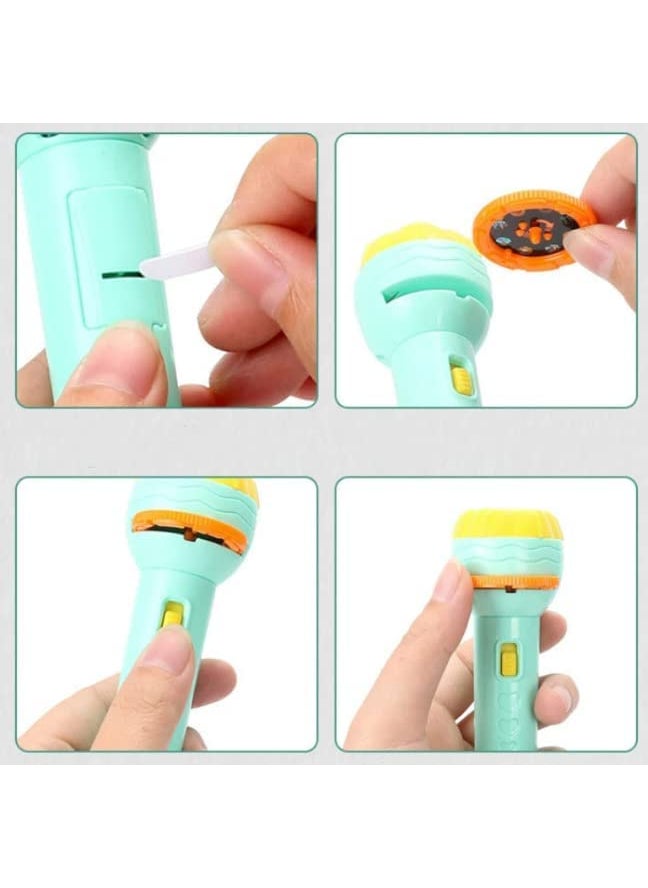 MANAKI ENTERPRISE - MANAKI ENTERPRISEMini Slide Projector Flashlight Torch Kids Projection Light Toy Slide Flashlight Lamp Education Learning Night Light Before Going to Bed Projector Torch Random Slides - Image 1