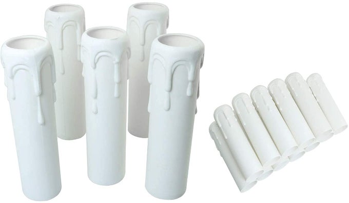 E12 CANDELABRA BASE 12PCS 1X4 E12 WHITE ANTIQUE CANDLE LIGHT SOCKETS CHANDELIER COVERS CANDELABRA SLEEVES