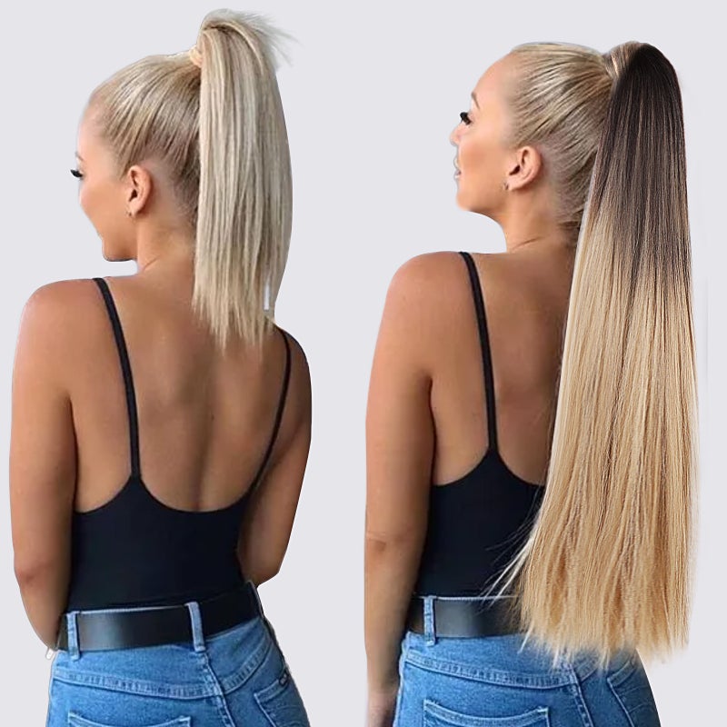 Long Straight Ponytail Hair Extension for Women Natural Looking Wrap Arround Ponytail Wig 26in Length for Daily Wear - Image 2