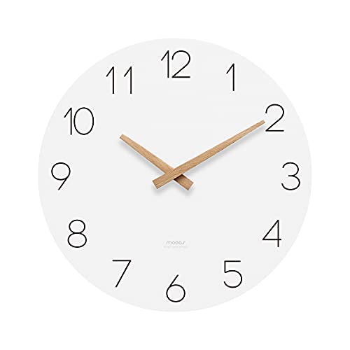 mooas Flatwood Wall Clock, Analog Wall Clock, Silent Non-Ticking 12 inch Modern Wall Clocks Battery Operated for Office, Home, Bathroom, Kitchen, Bedroom, School, Living Room - Image 1