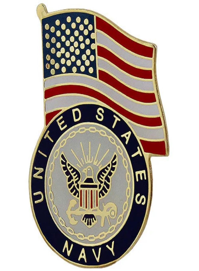 فانجارد دبوس طية صدر السترة الخاص بالبحرية: علم الولايات المتحدة مع شعار البحرية - Image 1