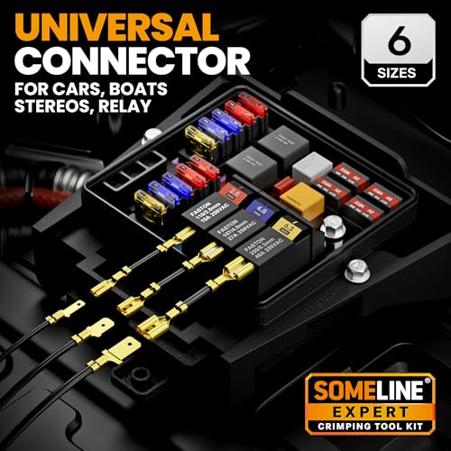 SOMELINE Open Terminal Connector Crimping Tool Kit, 2.8/4.8/6.3mm Male Female Non-Insulated Disconnect Terminals, AWG 24-14 Crimping Pliers for Molex 2.13/2.36mm, AMP - TE CONNECTIVITY Connectors - Image 3