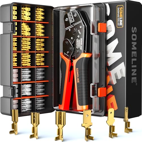 SOMELINE Open Terminal Connector Crimping Tool Kit, 2.8/4.8/6.3mm Male Female Non-Insulated Disconnect Terminals, AWG 24-14 Crimping Pliers for Molex 2.13/2.36mm, AMP - TE CONNECTIVITY Connectors - Image 1