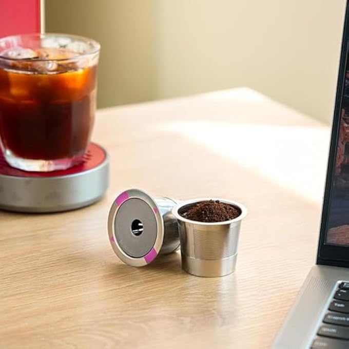 SWIUKPHE Reusable Coffee FilterK Cups Coffee FilterReusable K Cup Pod Coffee FiltersRefillable Filters Coffee Capsule CupBpa FreeWith Stainless Steel Spoon Clamp And Spoon BrushSilver - Image 4