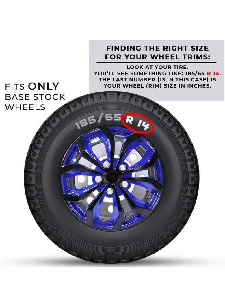 Wheel Hub Caps, Set of 4, Blue and Black, Sport Racing Style - Image 3