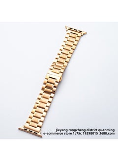 Suitable For Apple For Applewatch Five Beads Stainless Steel Butterfly Buckle Strap IWatch Smart Watch Strap-Color:[Applicable To For Apple Interface 38-40-41]-rose Gold