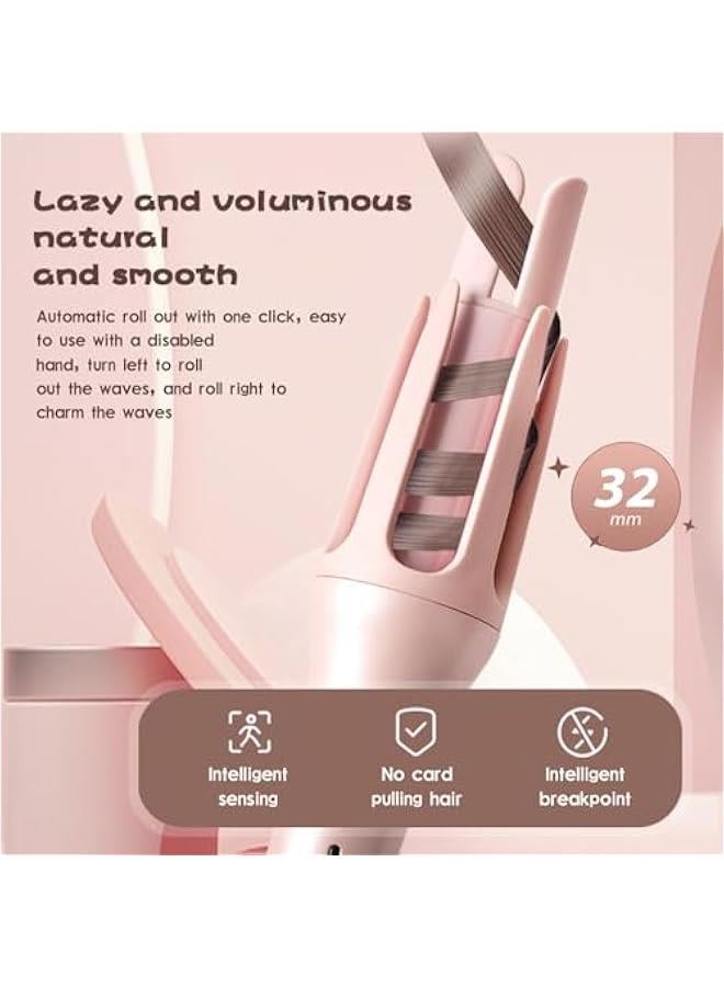 Generic Automatic Curling Iron, Auto Hair Curler, Anti-Tangle Rotating Curling Iron Wand with 4 Temperature & 3 Timer, Automatic Shut-Off, Detangle & Scald-Free, Fast Heating for Hair Styling (Pink)  - Image 2