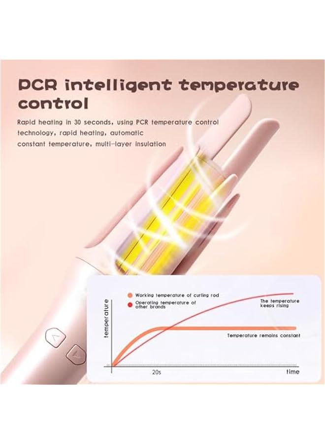 Generic Automatic Curling Iron, Auto Hair Curler, Anti-Tangle Rotating Curling Iron Wand with 4 Temperature & 3 Timer, Automatic Shut-Off, Detangle & Scald-Free, Fast Heating for Hair Styling (Pink)  - Image 3