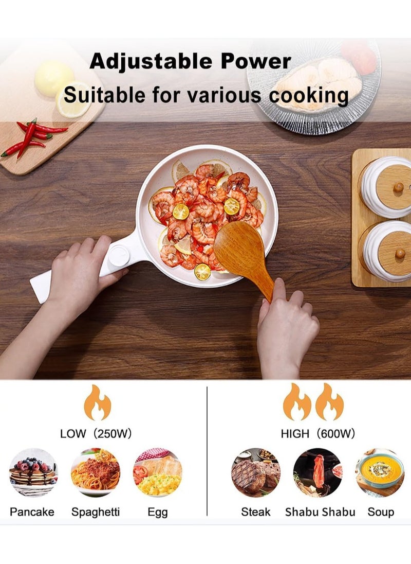 1.5L Mini Portable Electric Pan, Electric Hot Pot, 700W Non-Stick Rapid Multi-Cooker with Lid 2 Modes Temperature Control 20CM (EU Plug Type)