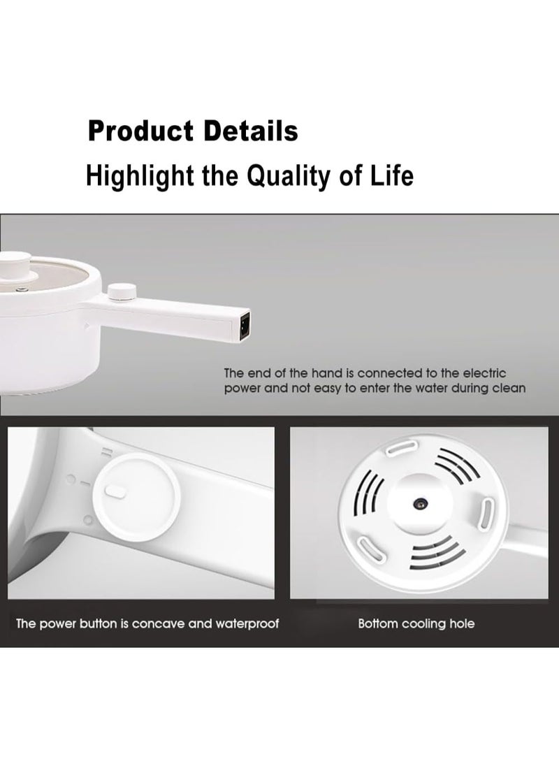 1.5L Mini Portable Electric Pan, Electric Hot Pot, 700W Non-Stick Rapid Multi-Cooker with Lid 2 Modes Temperature Control 20CM (EU Plug Type)
