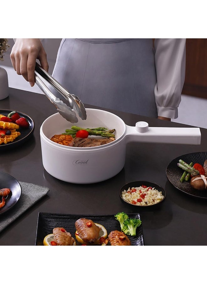 1.5L Mini Portable Electric Pan, Electric Hot Pot, 700W Non-Stick Rapid Multi-Cooker with Lid 2 Modes Temperature Control 20CM (EU Plug Type)