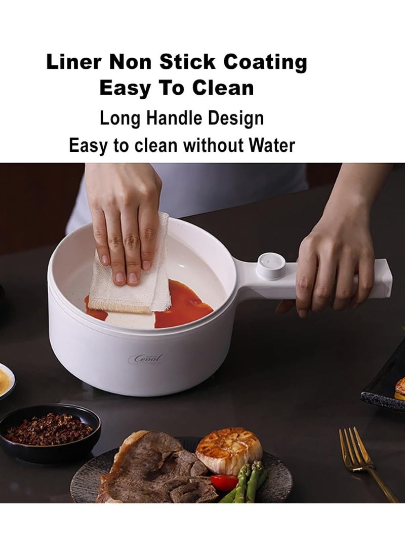 1.5L Mini Portable Electric Pan, Electric Hot Pot, 700W Non-Stick Rapid Multi-Cooker with Lid 2 Modes Temperature Control 20CM (EU Plug Type)