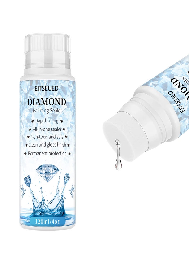 Eitseued Eitseued Diamond Painting SealerDiamond Painting Sealer 120ML with Sponge Head5D Diamond Painting Glue Permanent Hold  Shine EffectDIY Conserver for Diamond Painting  Puzzle Sets 4 OZ 