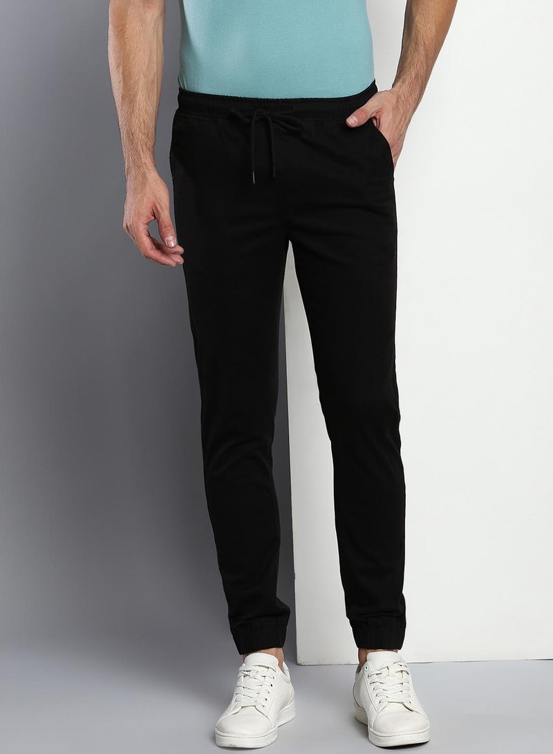 Dennis Lingo Regular Fit Men's Black Cotton Trousers - Mid-Rise, Full Length, Button & Zip Closure  - Image 5