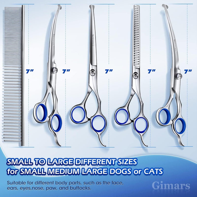 Gimars 7.0in Professional 4CR Stainless Steel Safety Round Tip 6 in 1 Professional Dog Grooming Scissors Heavy Duty Titanium Coated Pet Grooming Scissor for Dogs, Cats and Other Animals - Image 2