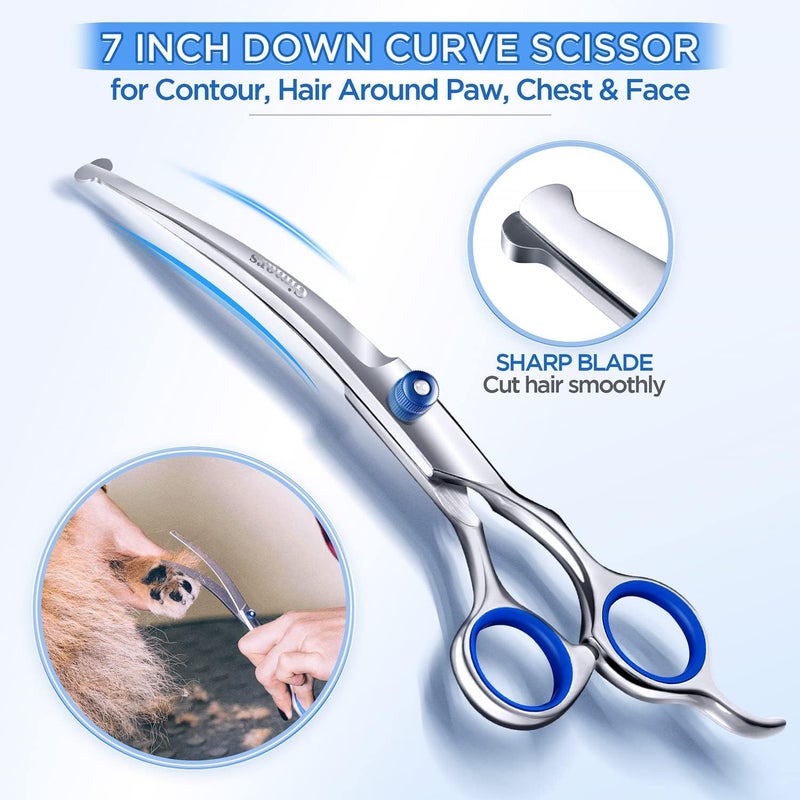 Gimars 7.0in Professional 4CR Stainless Steel Safety Round Tip 6 in 1 Professional Dog Grooming Scissors Heavy Duty Titanium Coated Pet Grooming Scissor for Dogs, Cats and Other Animals - Image 4